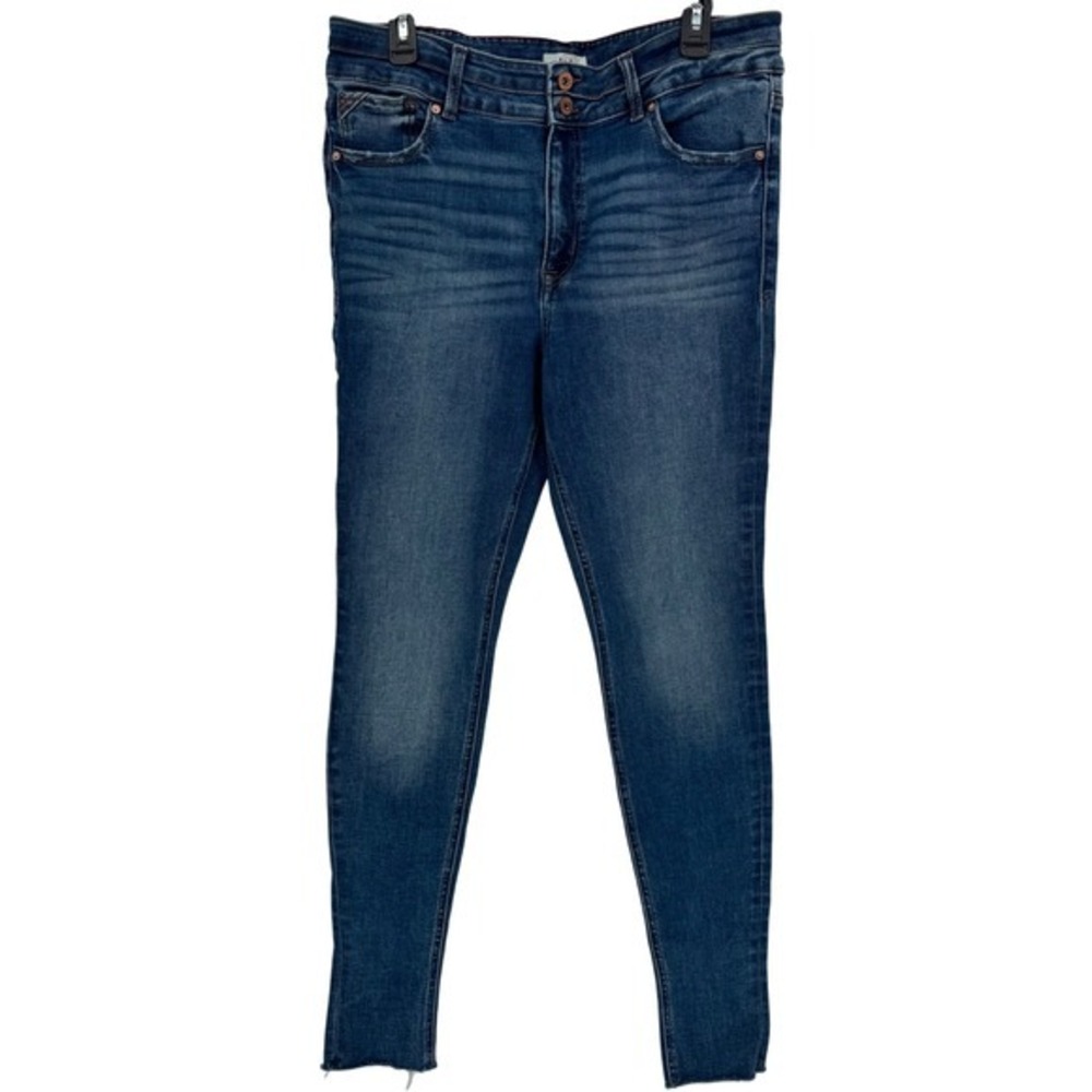 Edgely Size 14 Blue Super Skinny Mid Rise Raw Hem Jeans Womenswear Denim‎